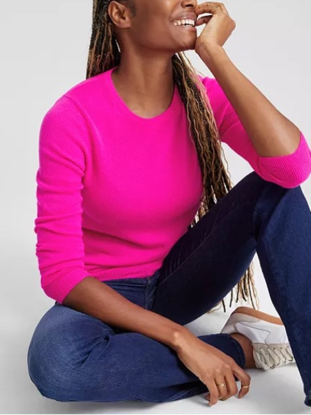 Charter Club 100% Cashmere Sweater M Fierce Pink NWT Quiet Luxury Crewneck